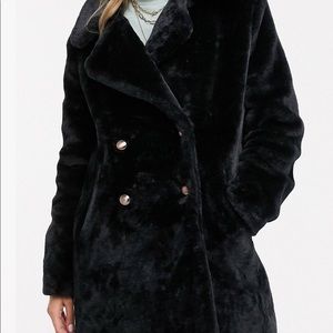 Black Faux Fur Coat NWT